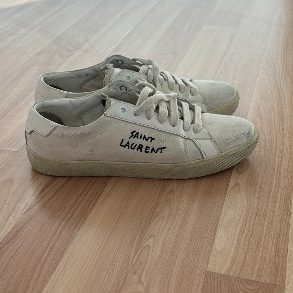 Saint Laurent Court Classic Canvas Logo Sneakers 38.5